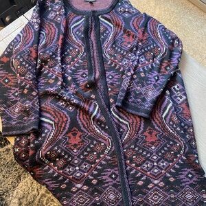 Roz & Ali Purple and Black Knit Sweater